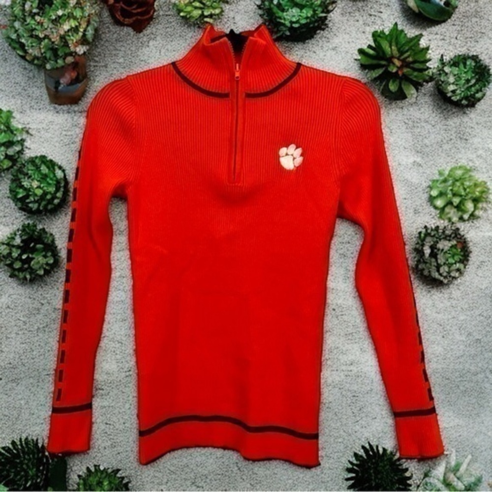 EMERSON STREET S Ribbed Embroidered CLEMSON  TIGERS Tailgate Sweater Pullover